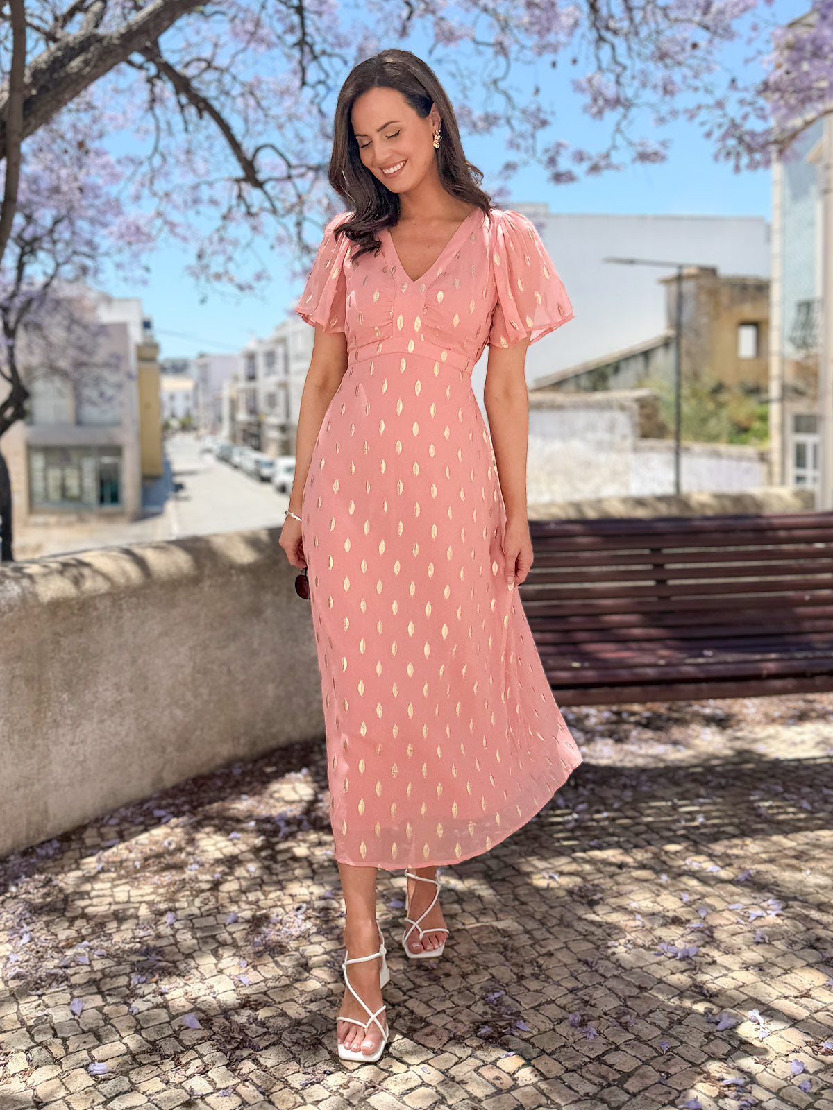 Helena Lurex Dress - Pink & Gold
