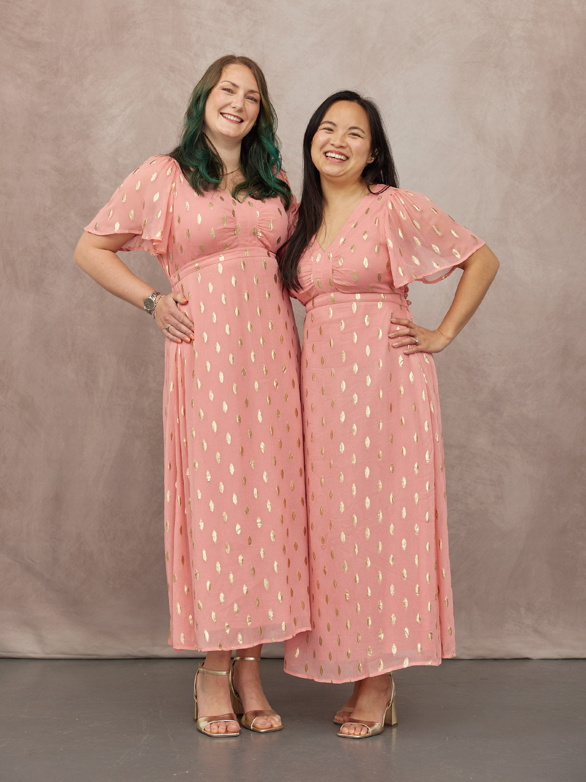 Helena Lurex Dress - Pink & Gold