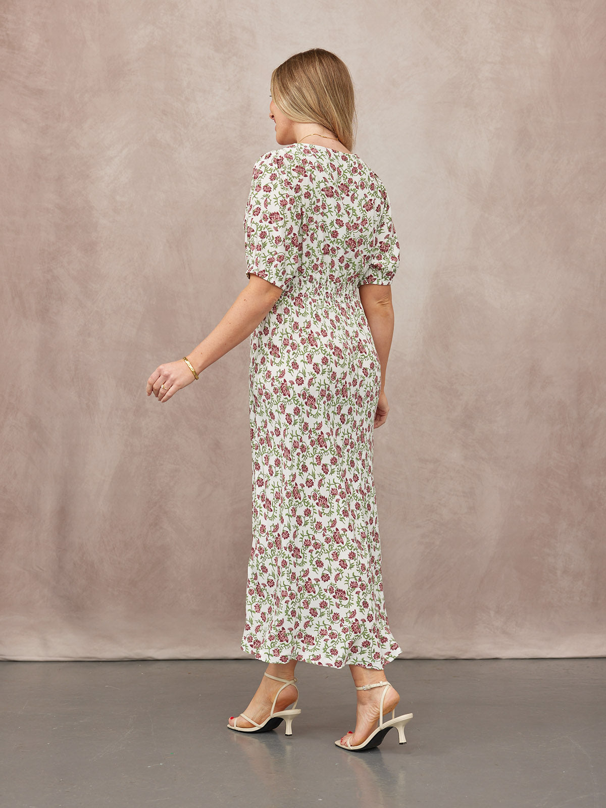 Linny Contrast Trim Dress - Pink Floral Print