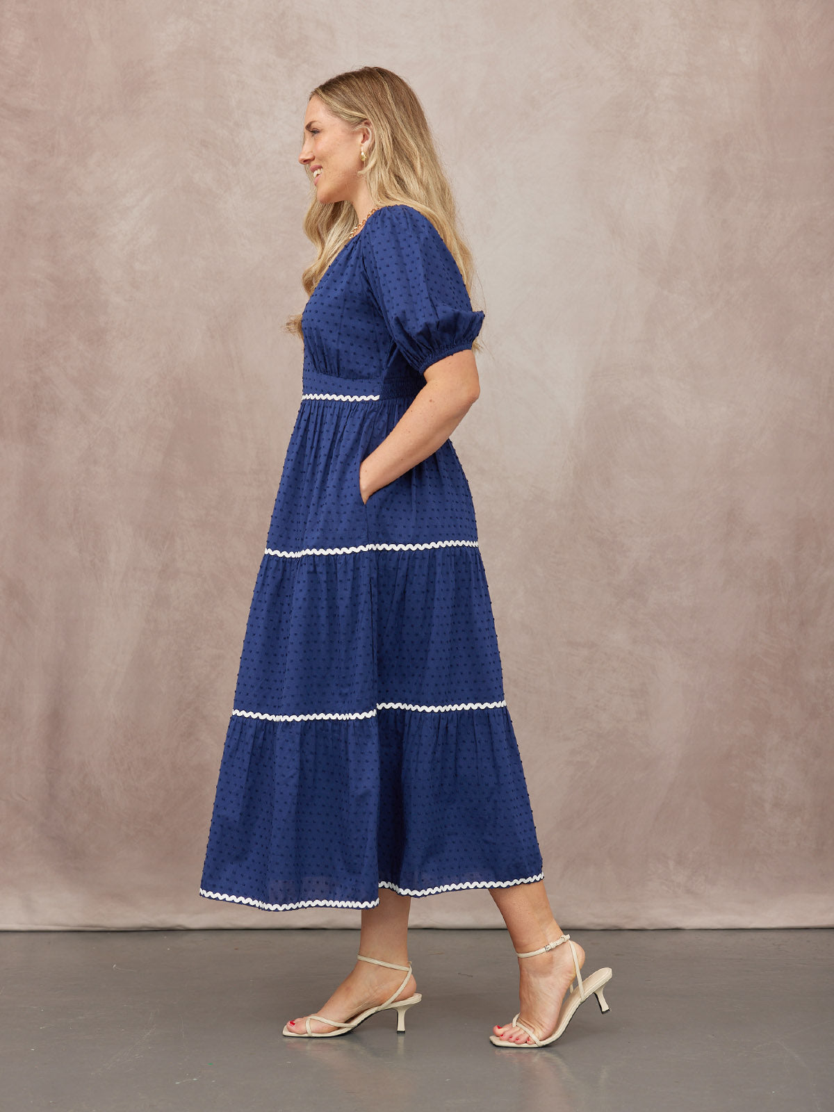 Nelly Ric Rac Dress - Navy & White