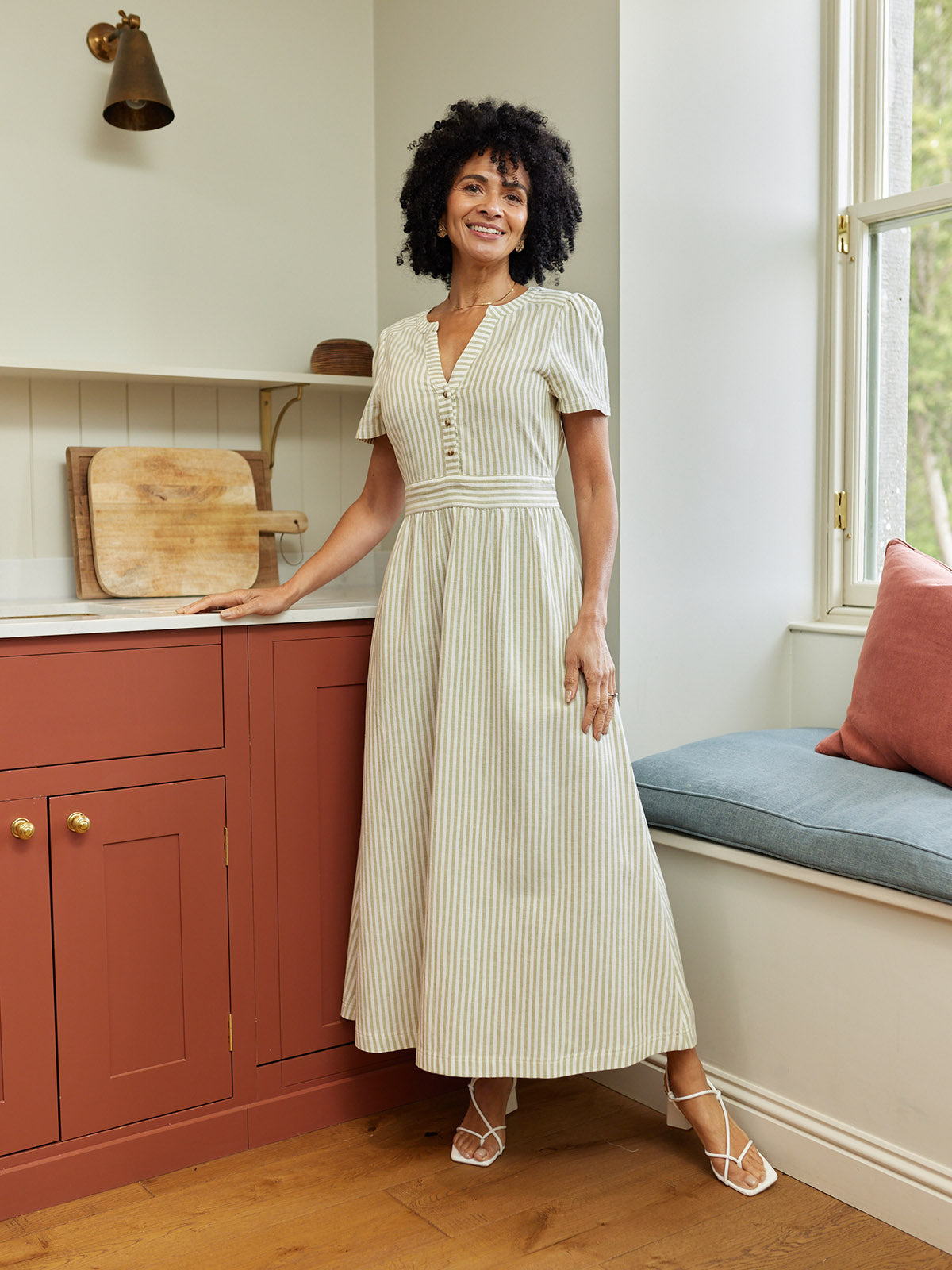 Diana Stripe Dress - Green & White