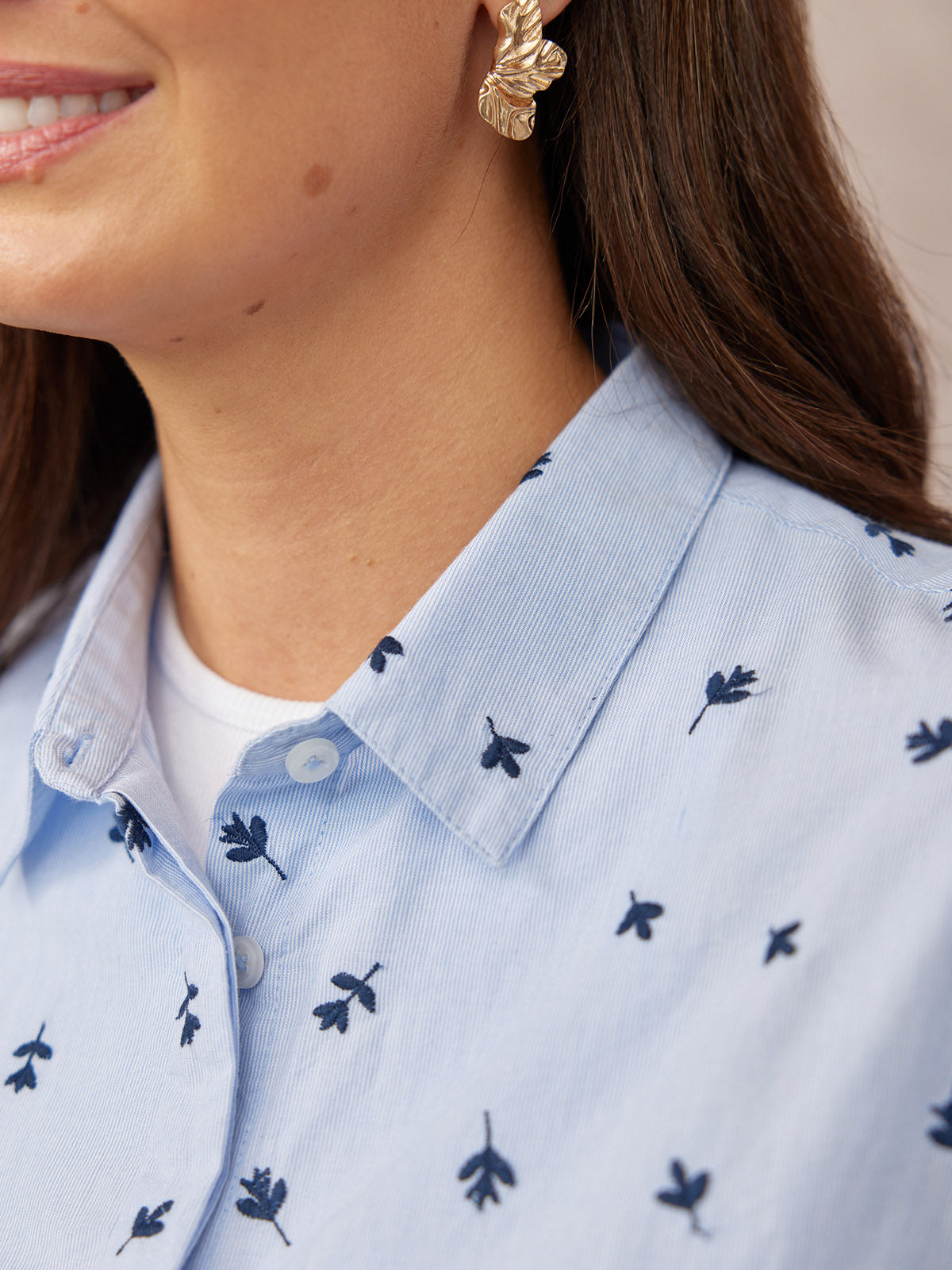 Sandra Embroidered Stripe Shirt - Blue & White