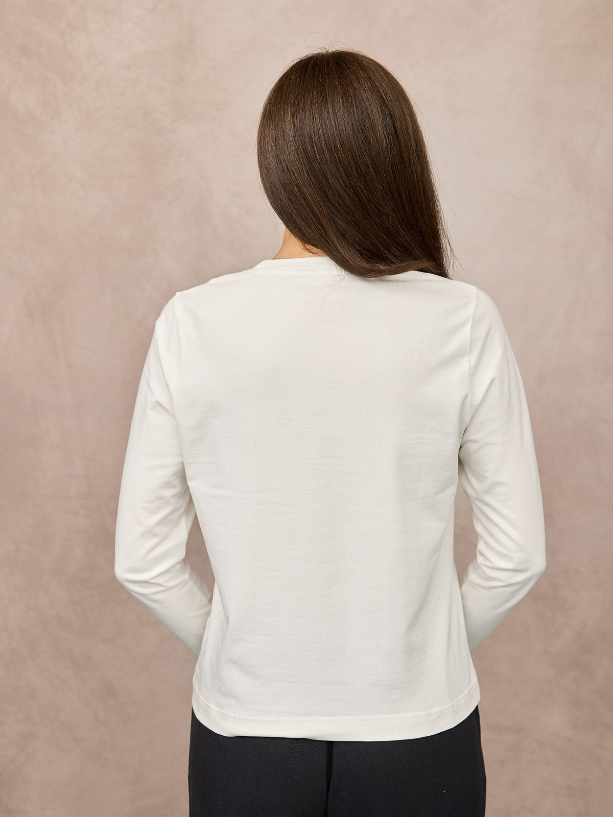 Wanda Long Sleeve Jersey Top - Off White