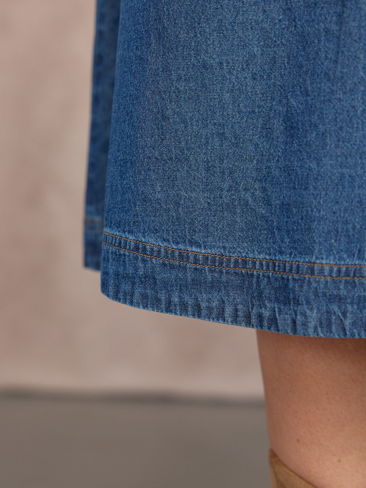 Rhiona Set-In Short Sleeve Denim Shirt Dress - Blue