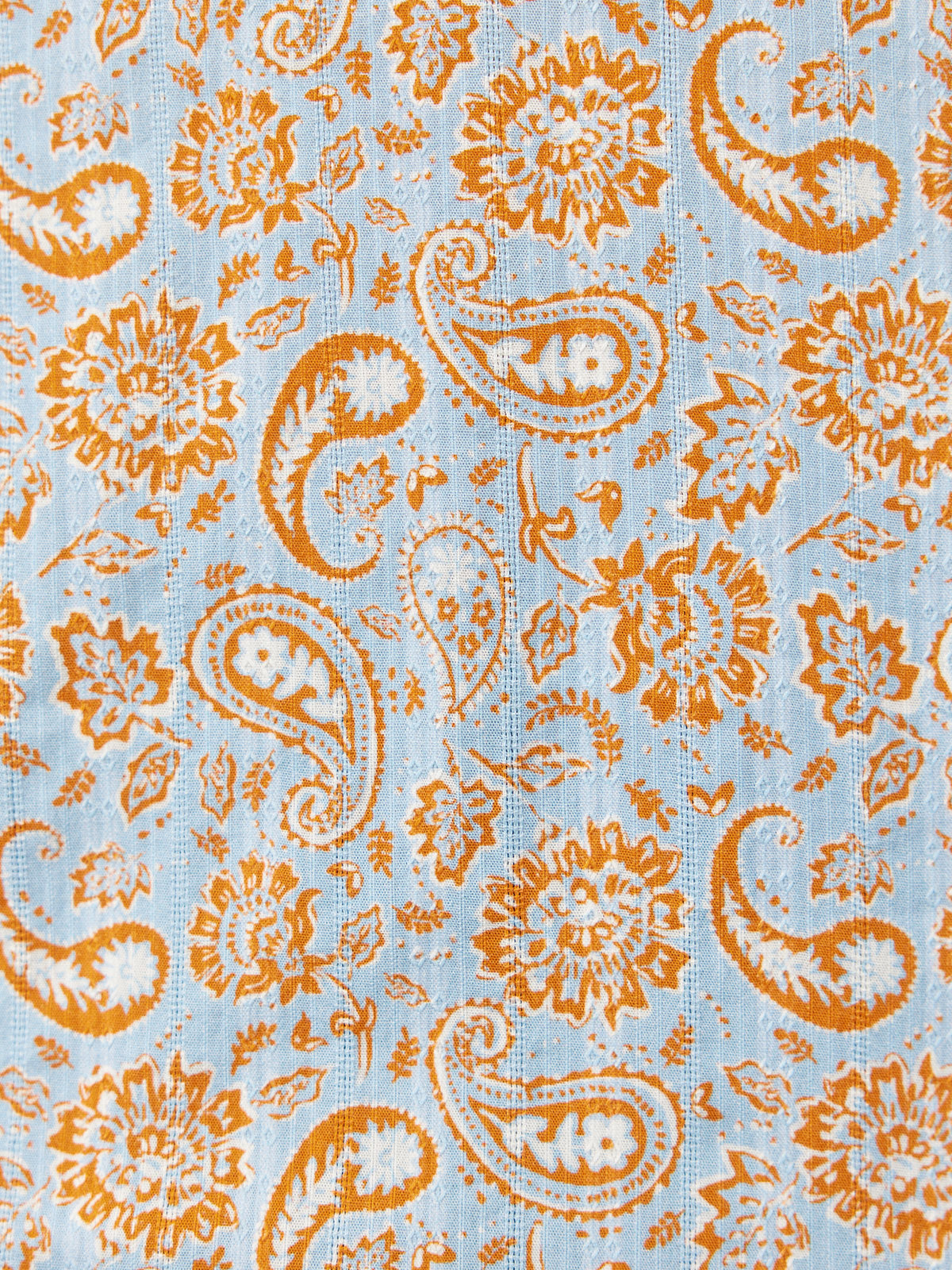 Niya Button-Through Blouse - Light Blue & Orange Paisley Print
