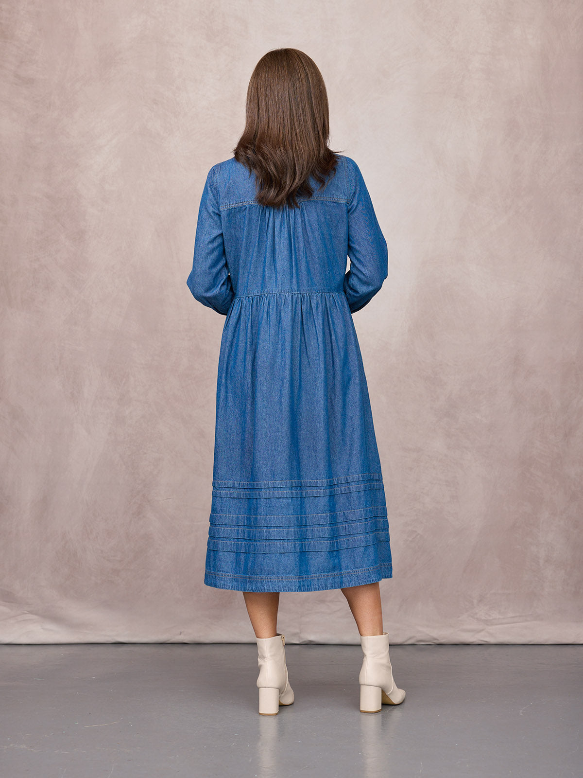 Lara Tuck Detail Denim Dress - Blue