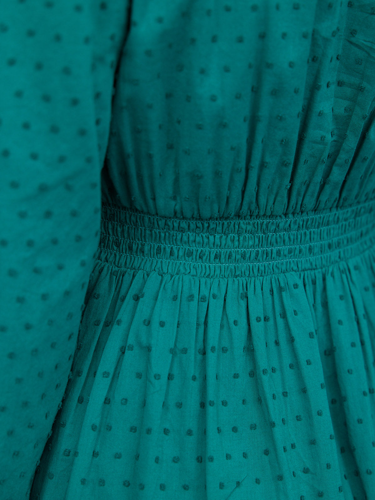 Luisa Swiss Dot Cotton Trim Detail Dress - Teal