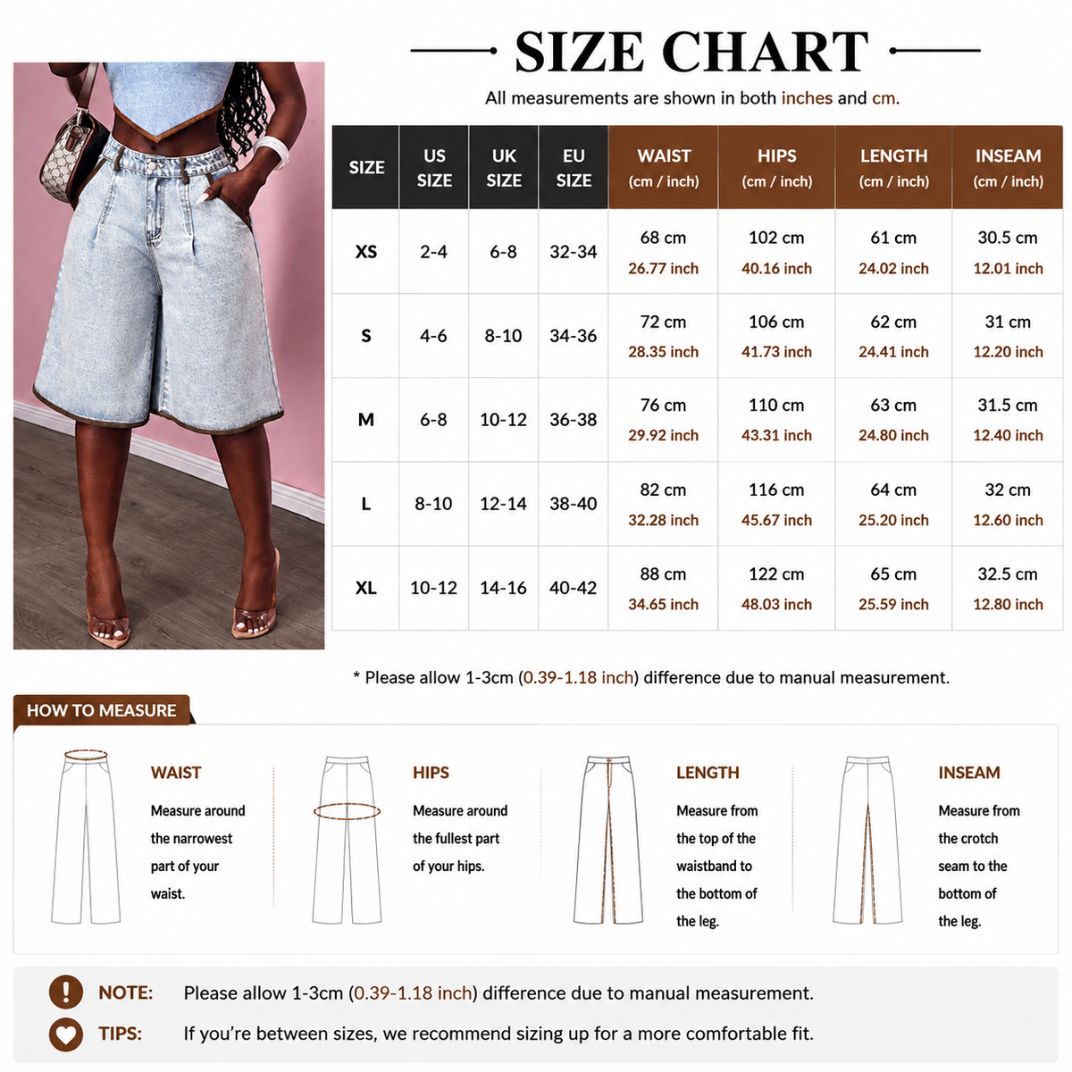 Shorts Denim Wide-Leg Vintage con Ribete de Contraste