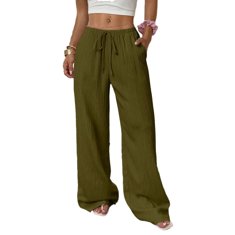 Pantalón Wide-Leg Relajado con Cordón