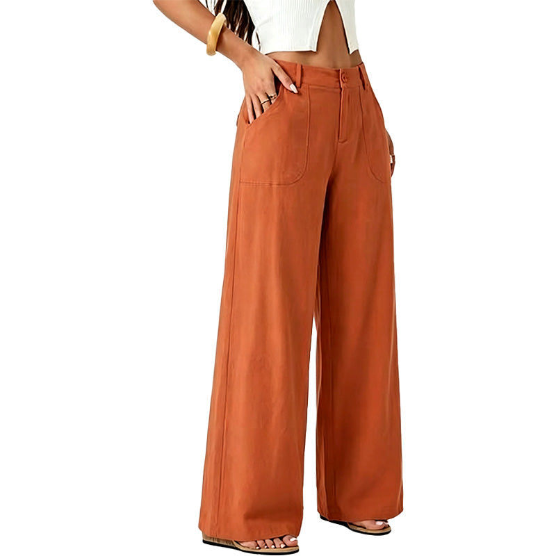 Pantalón Wide-Leg de Lino de Tiro Alto