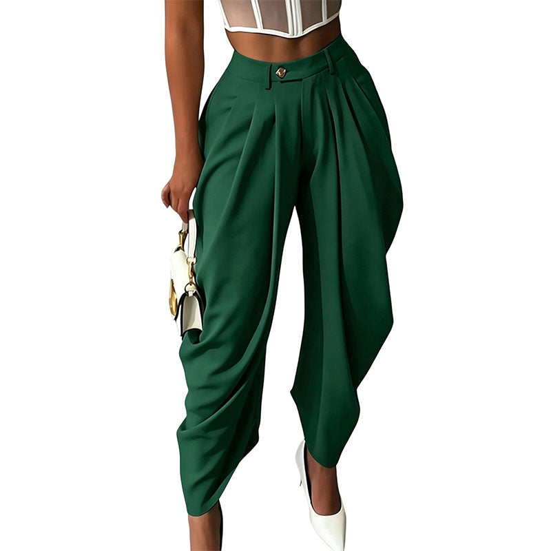 Pantalón Wide-Leg Plisado Tiro Alto Elegante