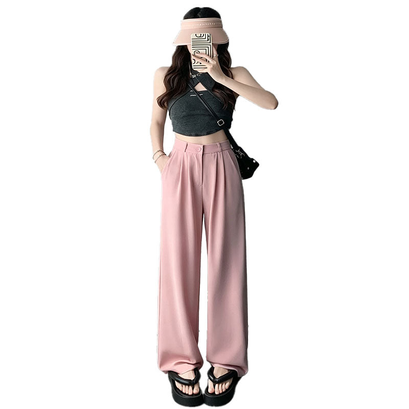Pantalón Wide-Leg Plisado de Tiro Alto