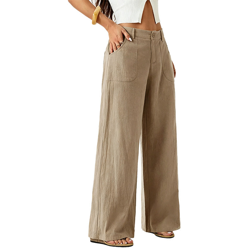 Pantalón Wide-Leg de Lino de Tiro Alto