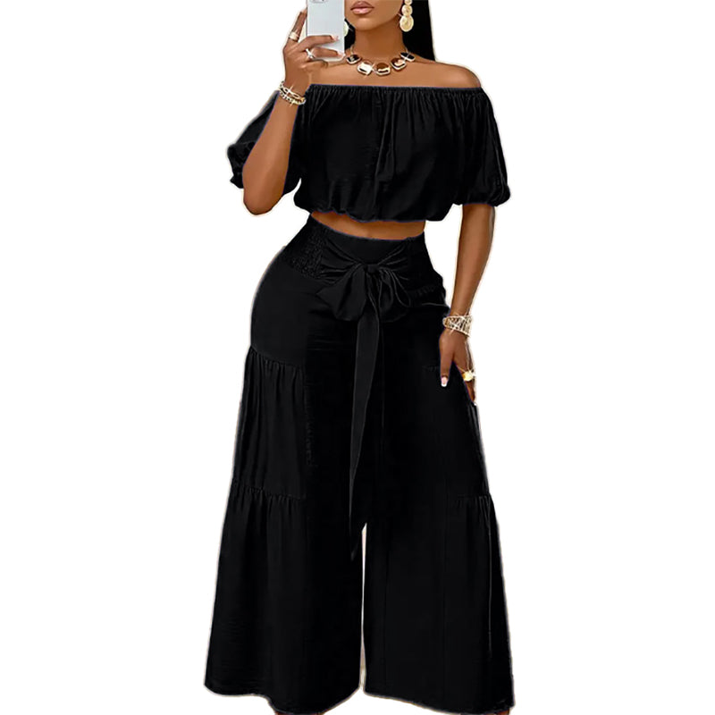Conjunto Dos Piezas Hombros Descubiertos Wide-Leg