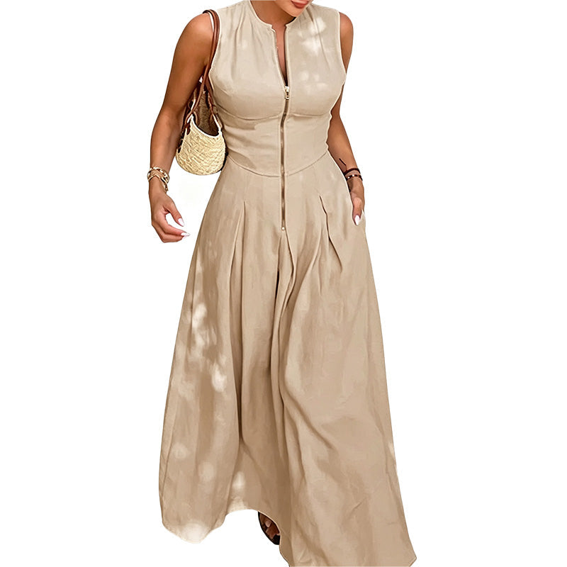 Vestido Largo con Cremallera Frontal