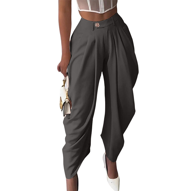 Pantalón Wide-Leg Plisado Tiro Alto Elegante