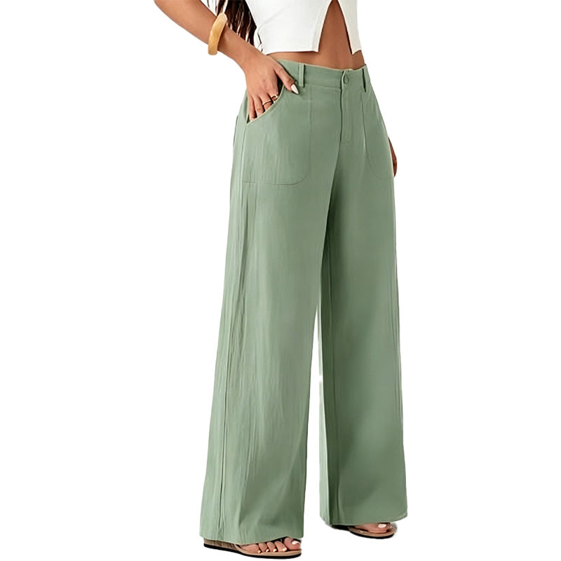 Pantalón Wide-Leg de Lino de Tiro Alto