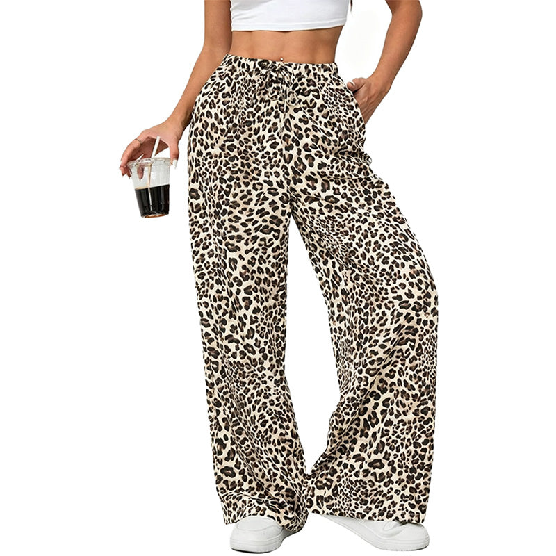Pantalón Wide-Leg Estampado Leopardo