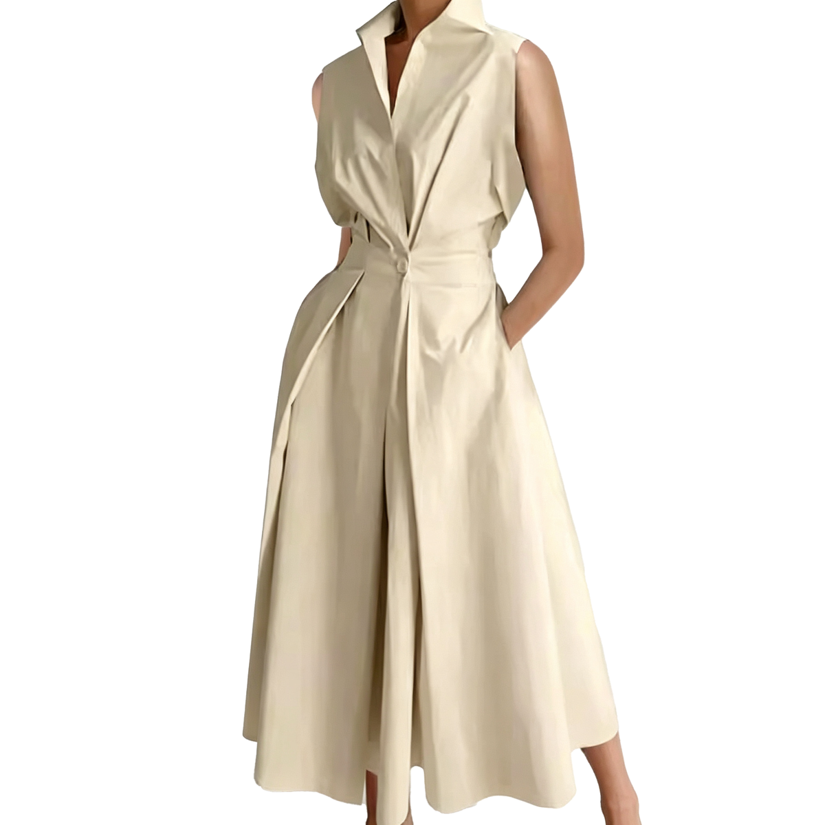 Vestido Largo Camisero Elegante con Cinturón