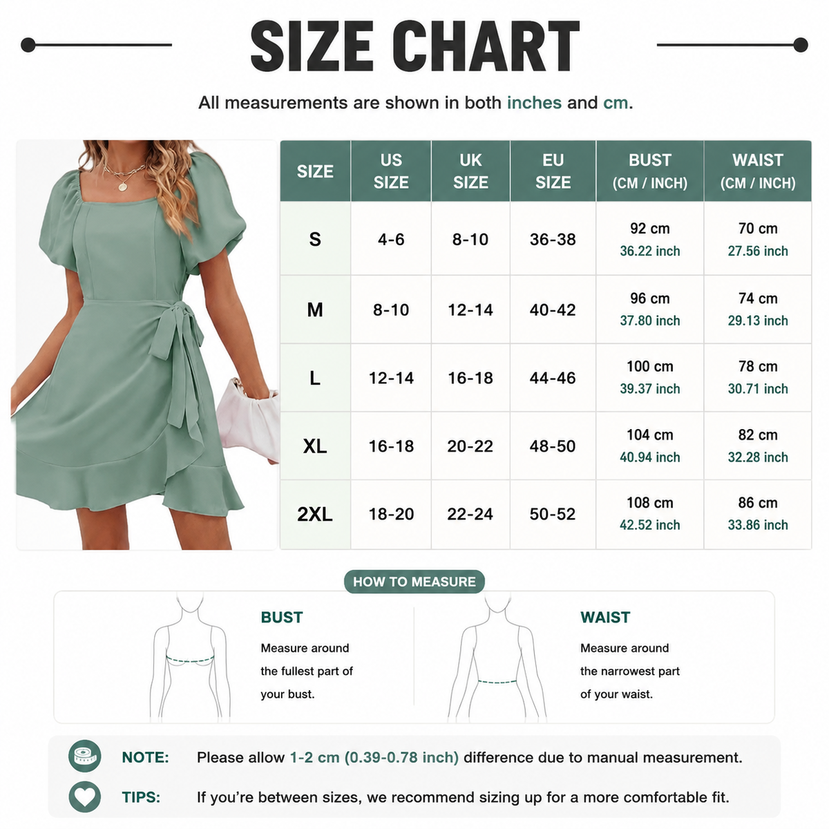 Vestido Mini con Escote Cuadrado y Mangas Abullonadas