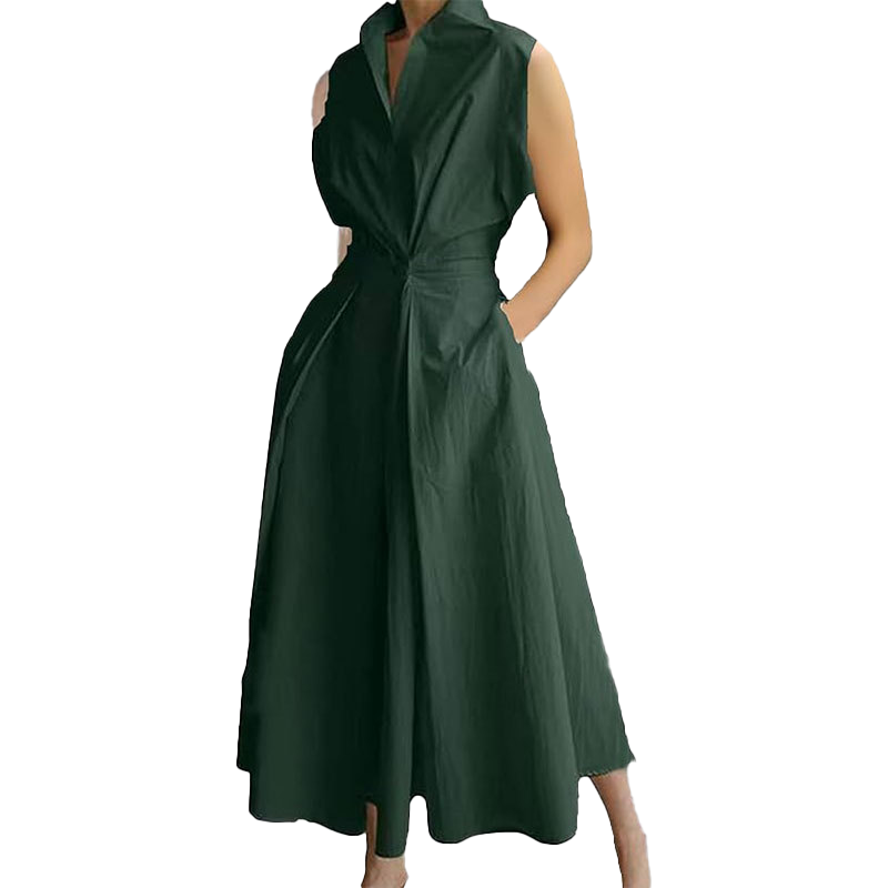 Vestido Largo Camisero Elegante con Cinturón