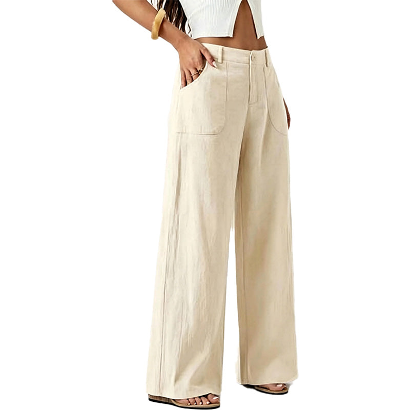 Pantalón Wide-Leg de Lino de Tiro Alto
