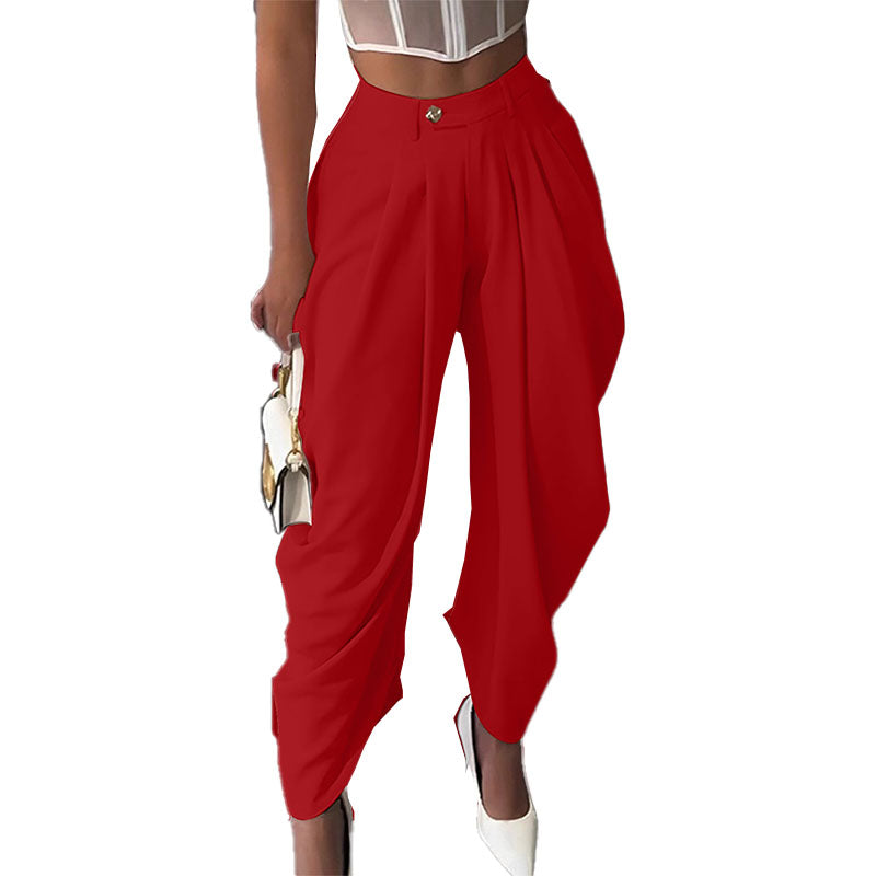 Pantalón Wide-Leg Plisado Tiro Alto Elegante
