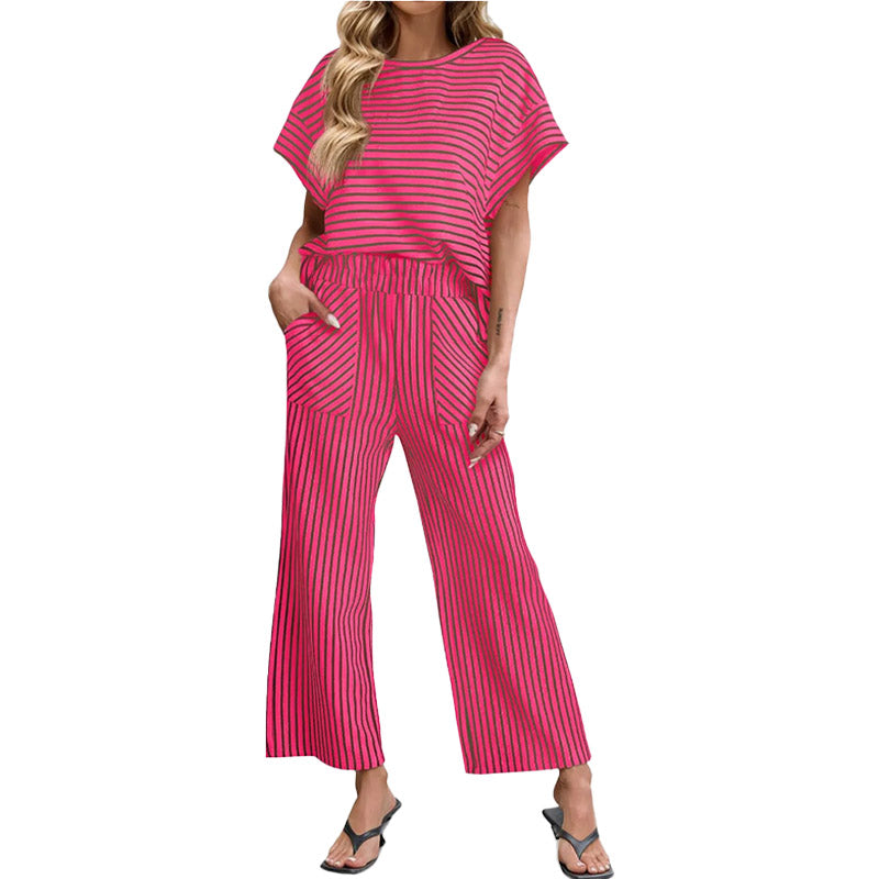 Conjunto de 2 Piezas de Rayas Estilo Lounge