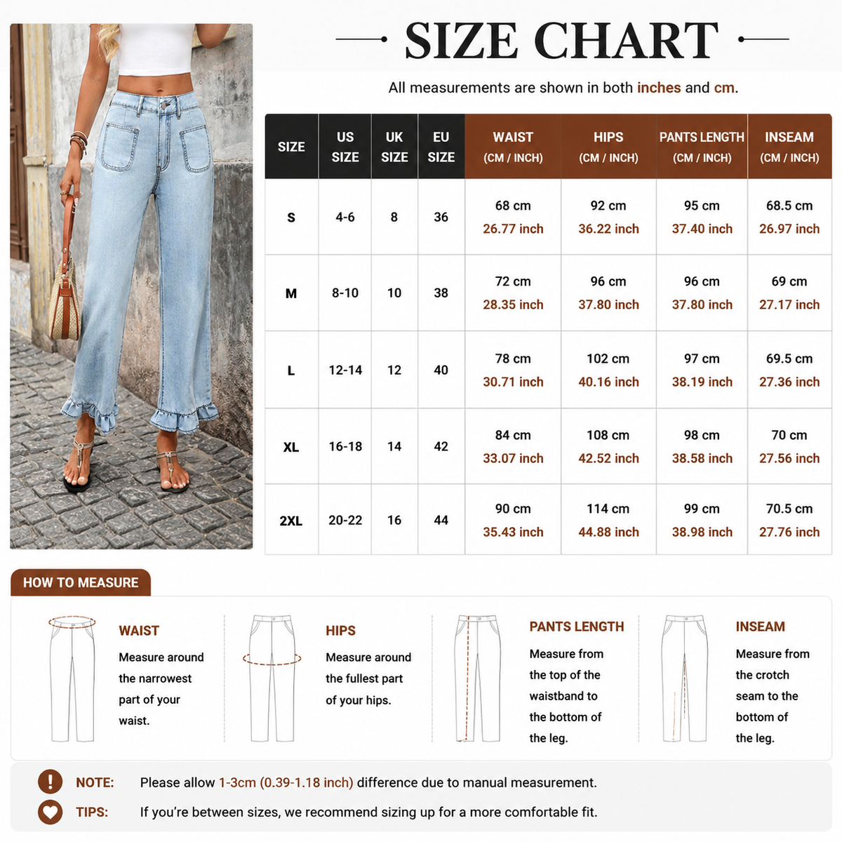 Vaqueros Wide-Leg con Volante en el Bajo