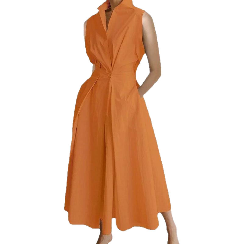 Vestido Largo Camisero Elegante con Cinturón