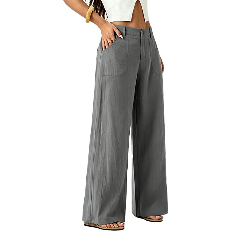 Pantalón Wide-Leg de Lino de Tiro Alto