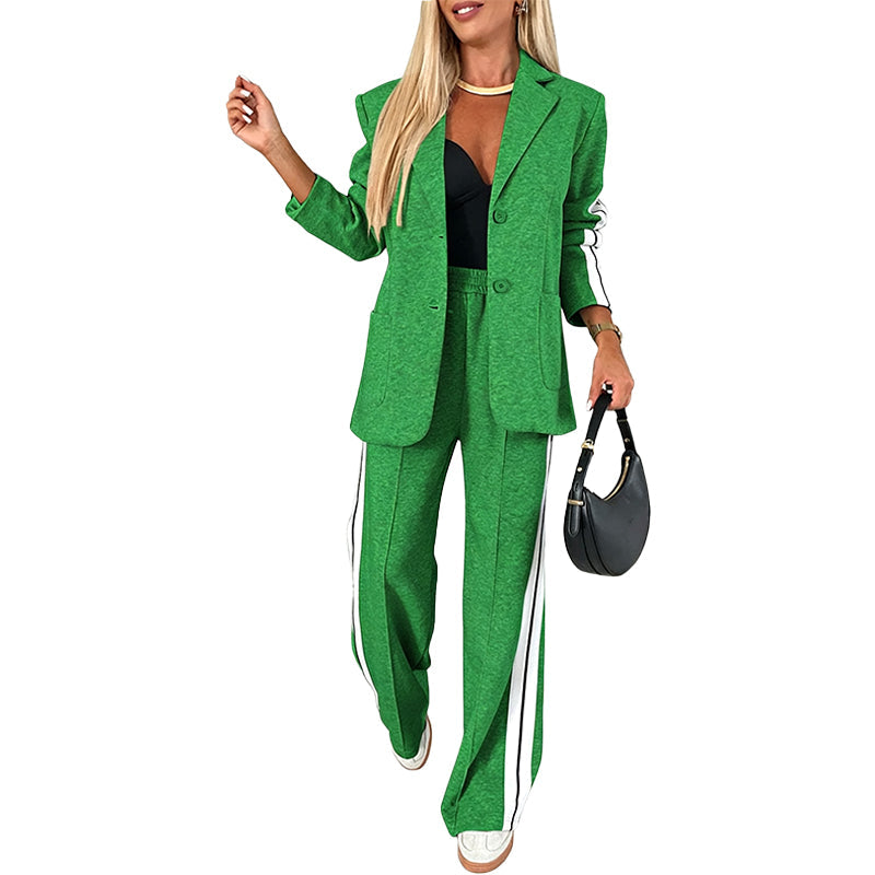 Conjunto Blazer con Rayas de Contraste
