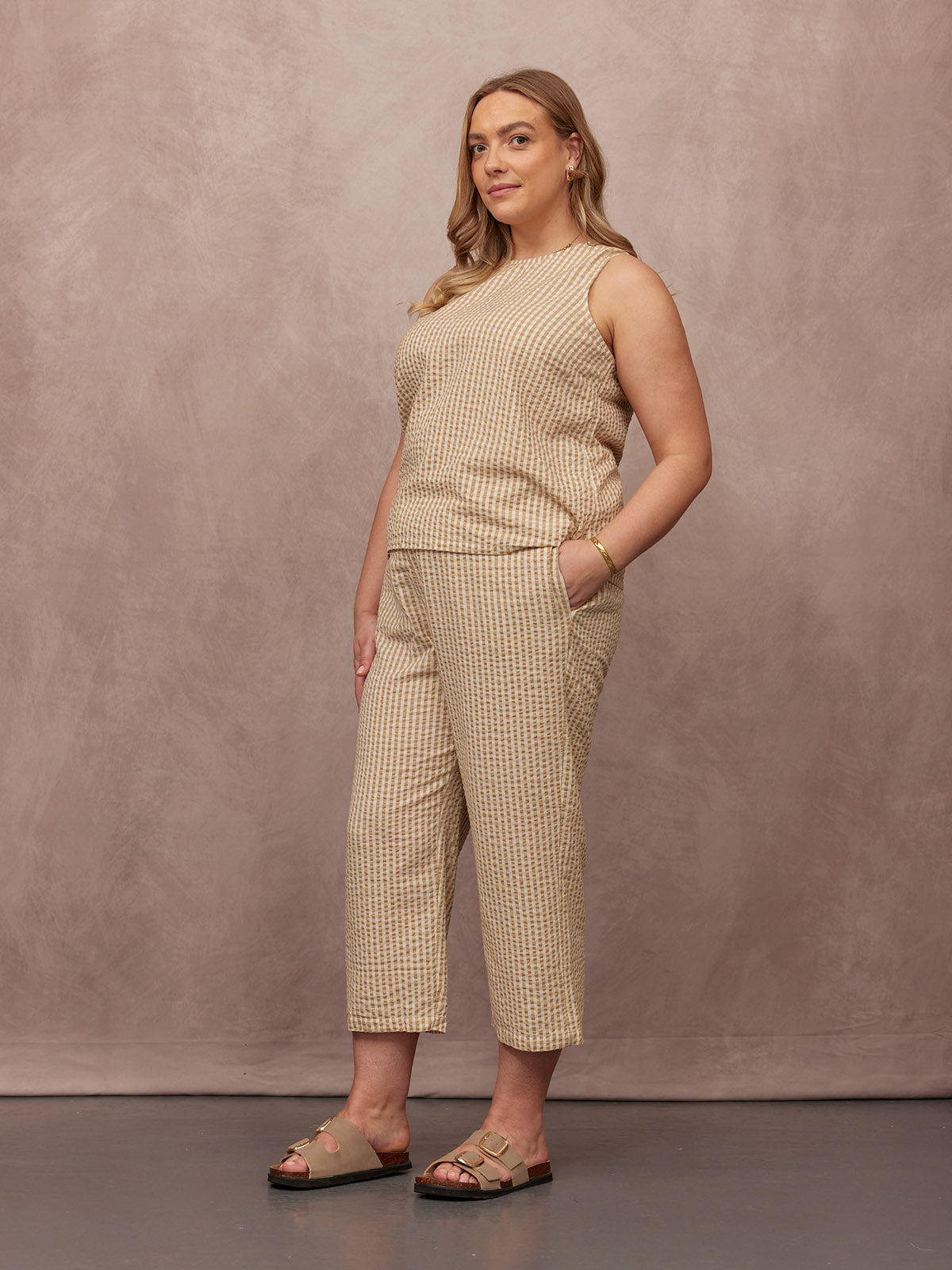 Tank Top & Trouser Bundle - Ruby & Rhianna - Brown Gingham