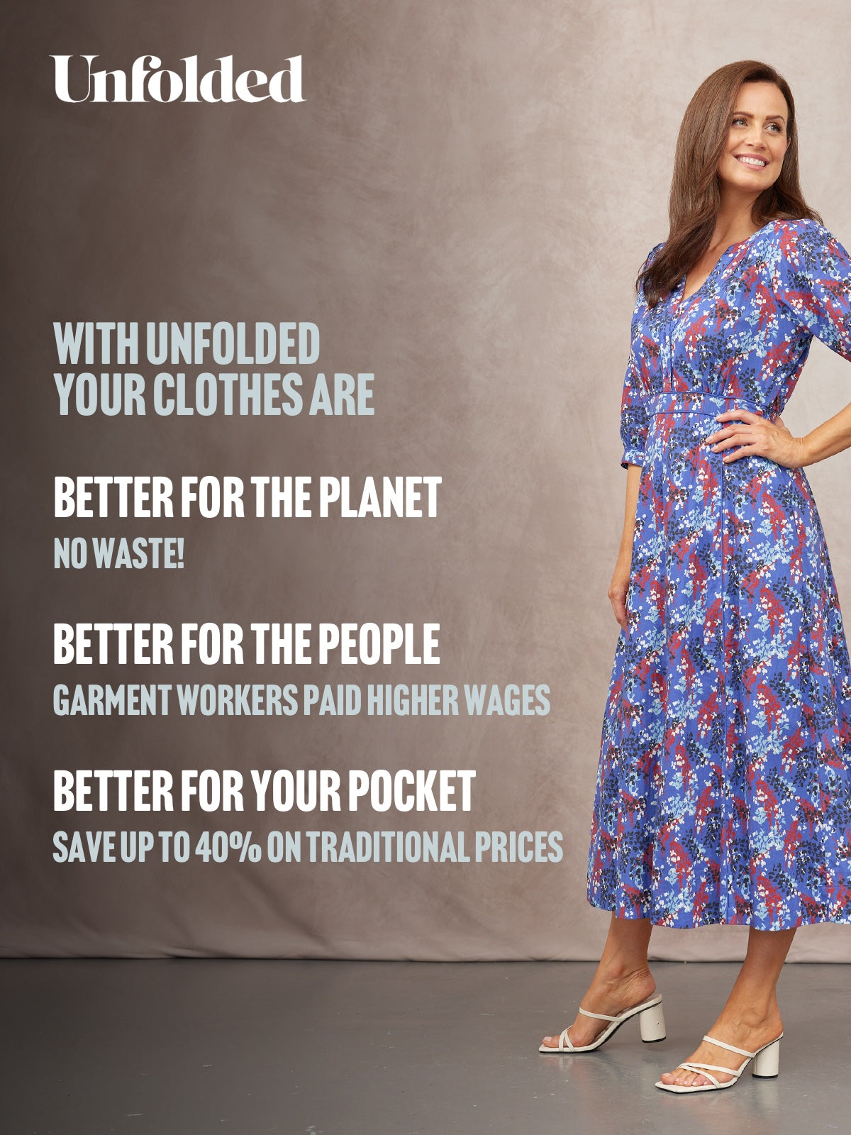 Jackie Contrast Trim Dress - Blue & Multi Floral Print