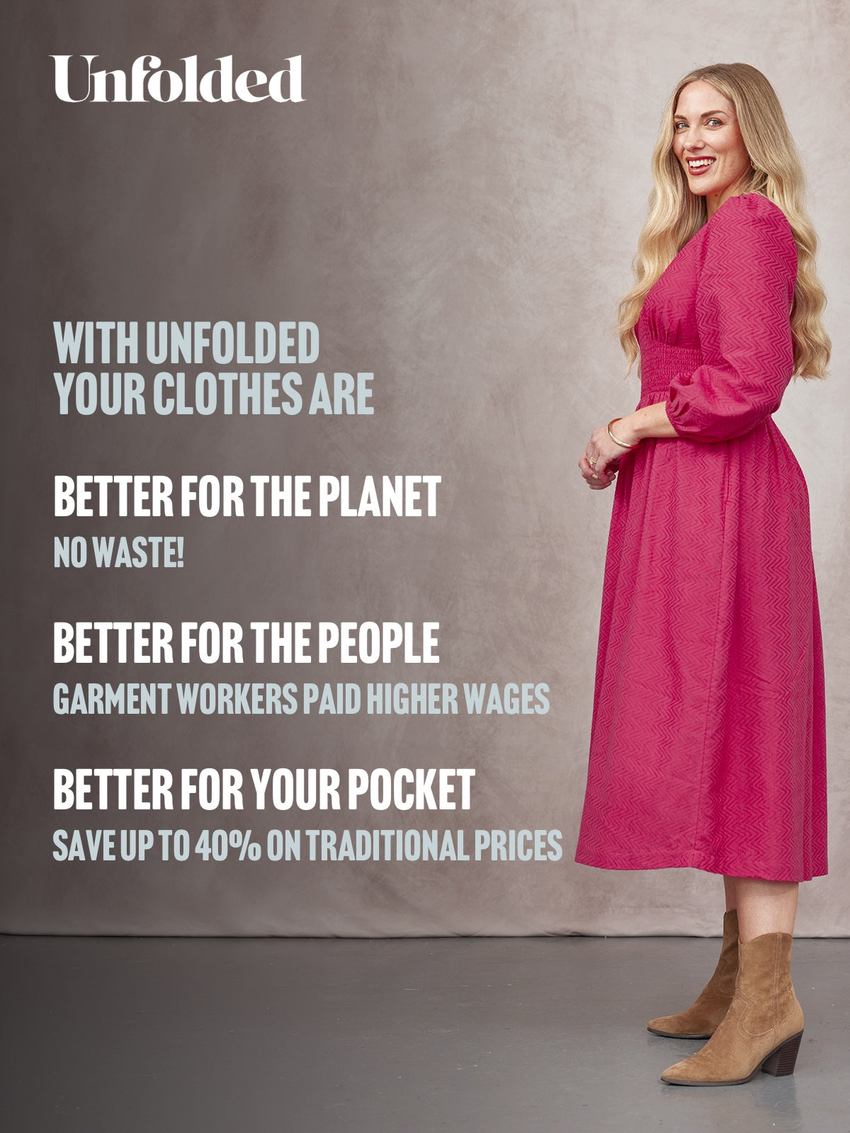 Maddie V-Neck Long Sleeve Jacquard Dress - Dark Pink