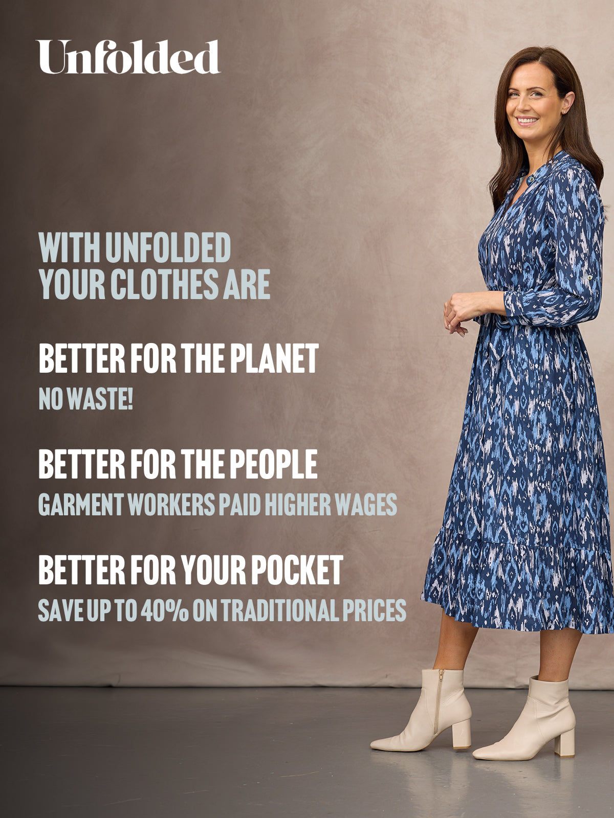 Kirsty Shirt Dress - Blue Ikat Print