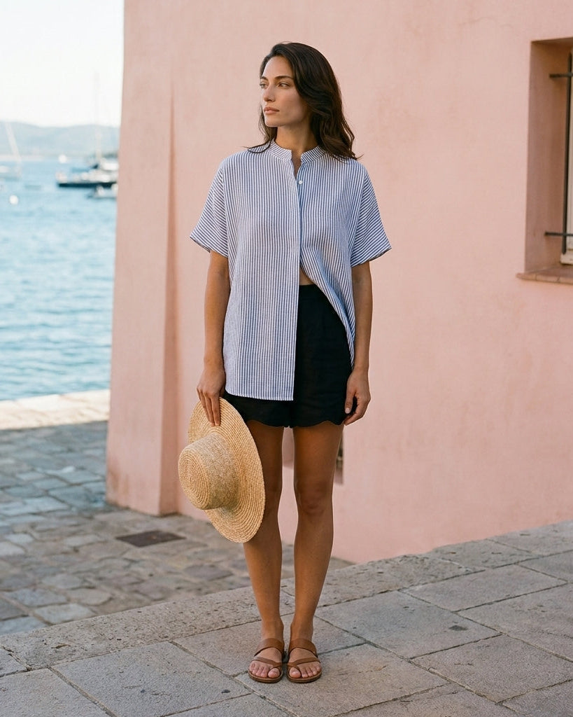 Lena Shirt Blue and White Stripe