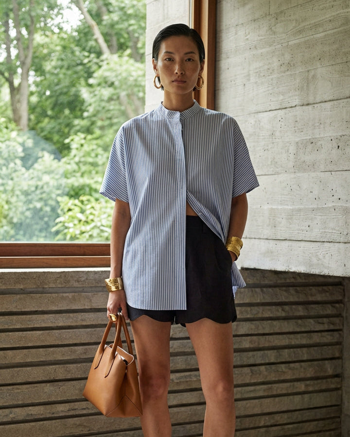Lena | Camisa a Rayas Azul y Blanco