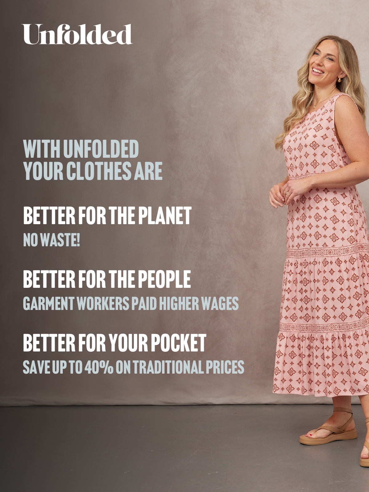 Marie Sleeveless Tiered Dress - Pink & Rust Print