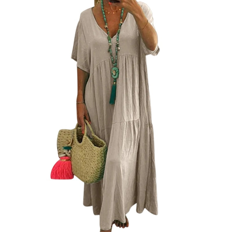 Vestido Largo Escote V Relajado