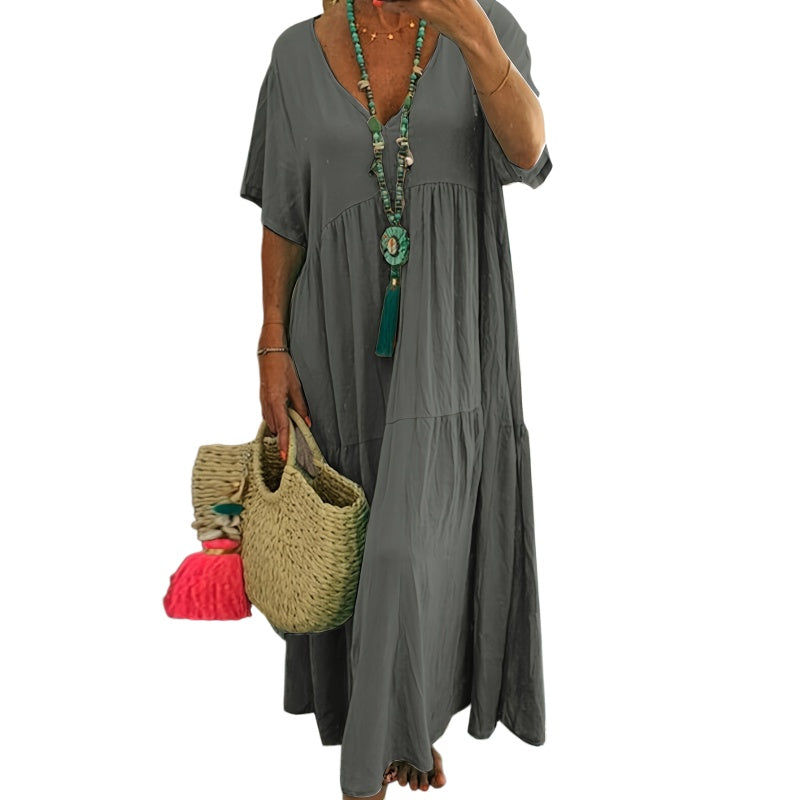 Vestido Largo Escote V Relajado