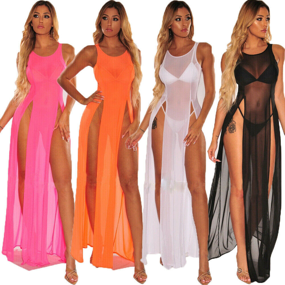 Vestido Largo Semitransparente Cover-Up