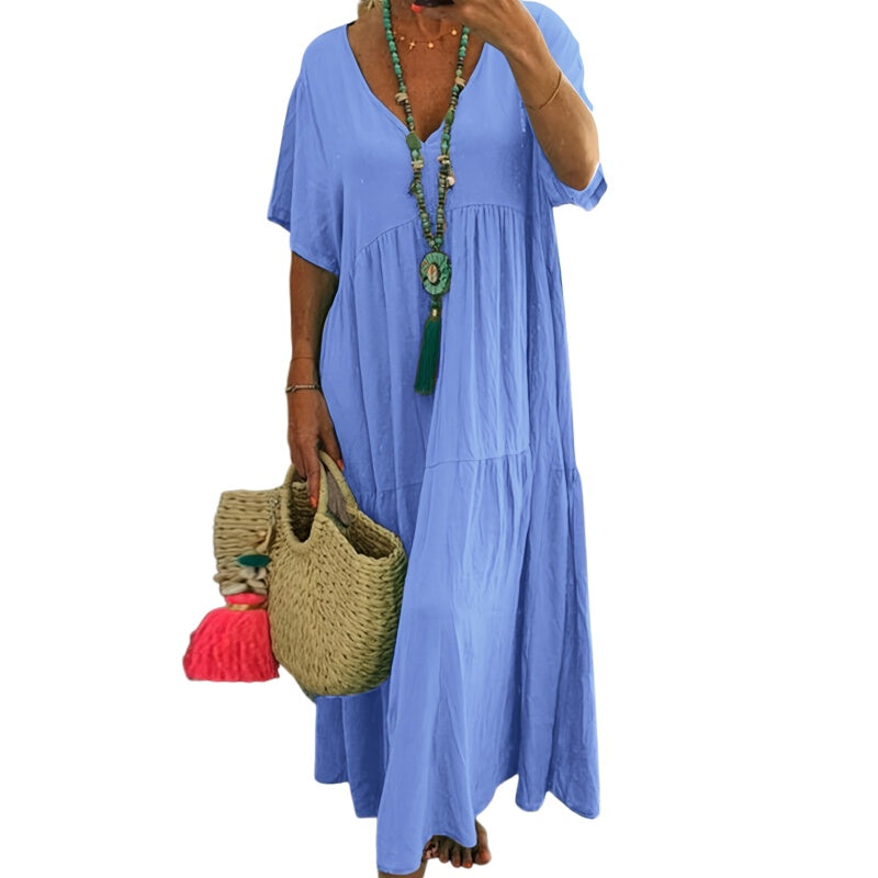 Vestido Largo Escote V Relajado