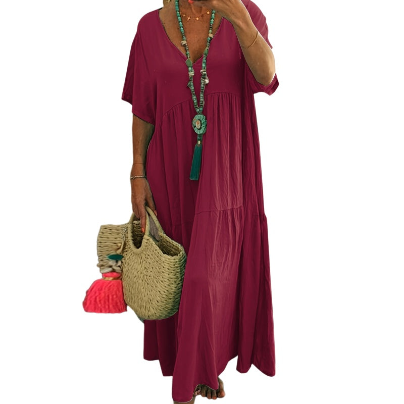 Vestido Largo Escote V Relajado