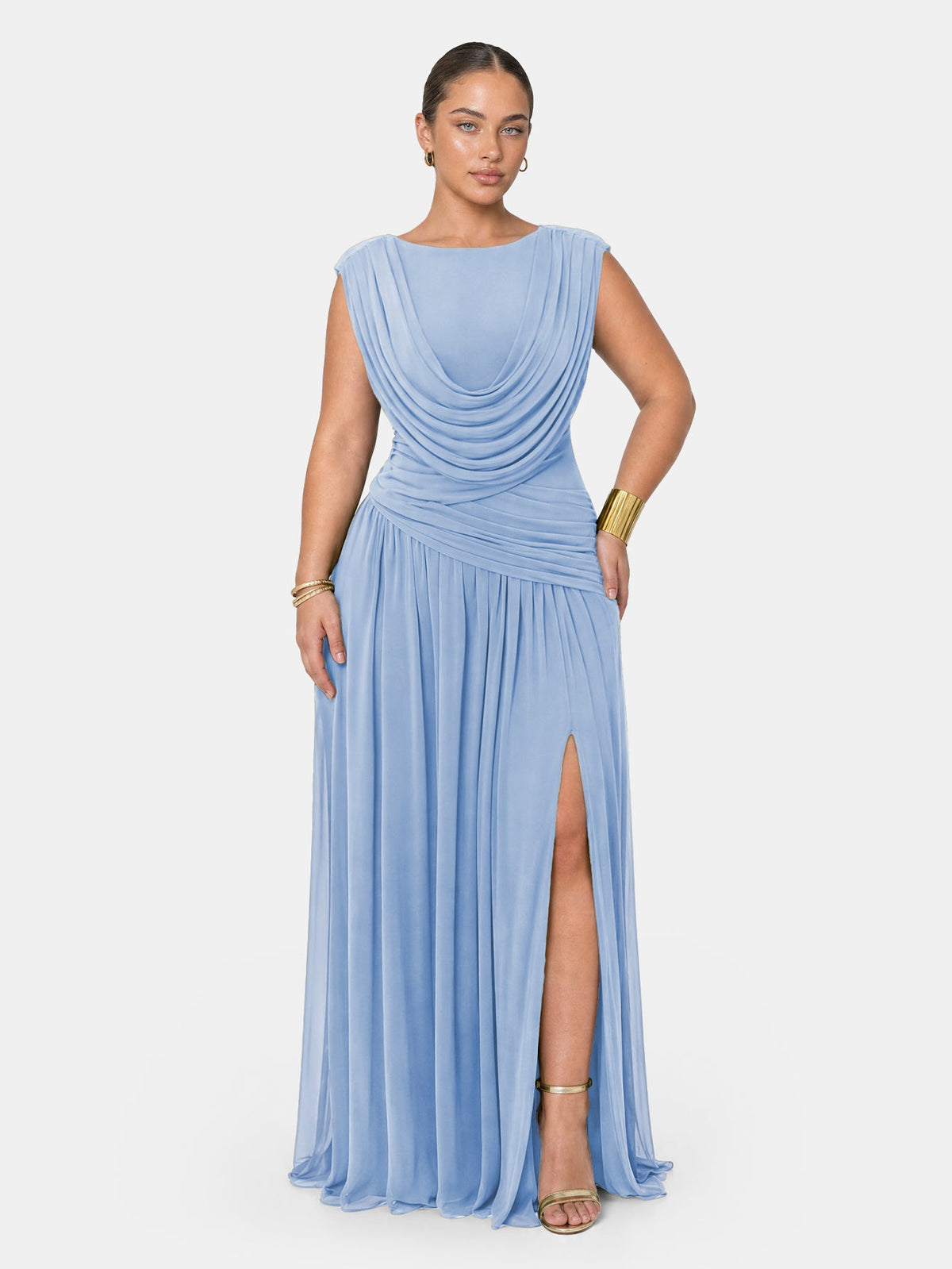Athena | Vestido Largo Convertible con Escote Cascada