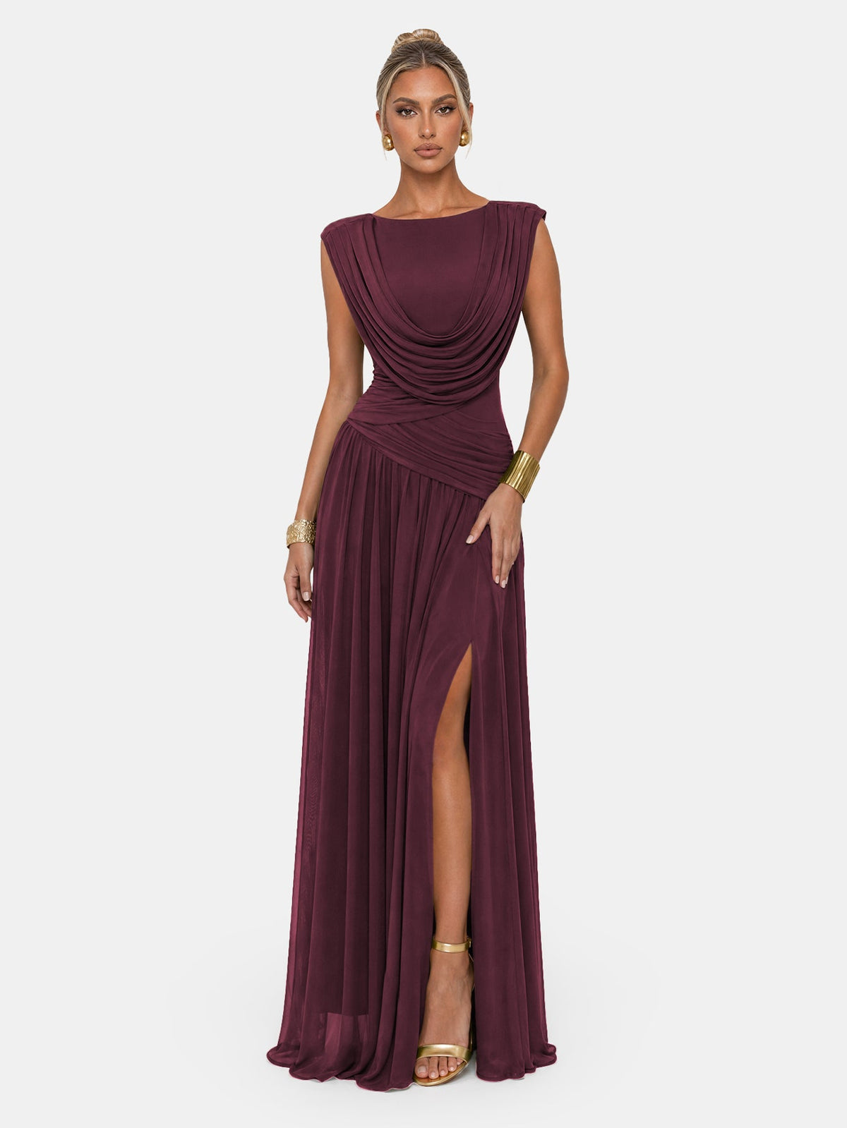 Athena | Vestido Largo Convertible con Escote Cascada