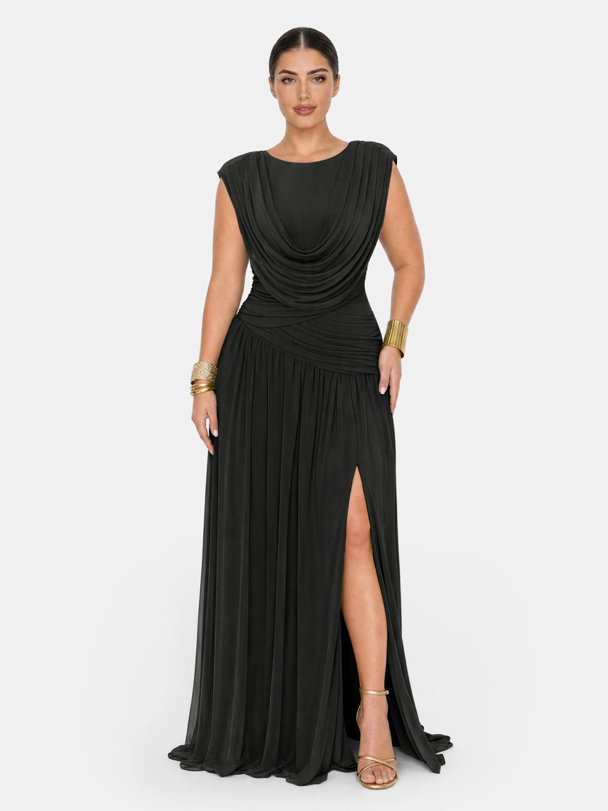 Athena | Vestido Largo Convertible con Escote Cascada