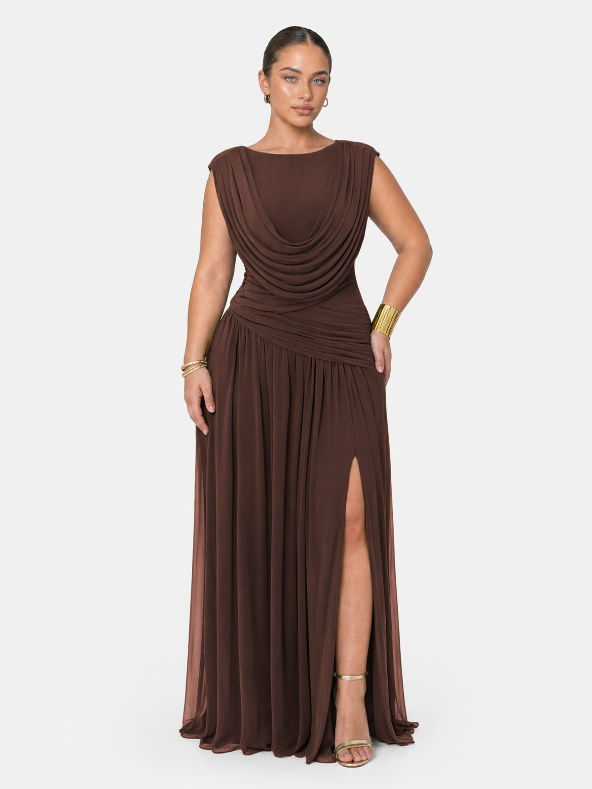 Athena | Vestido Largo Convertible con Escote Cascada