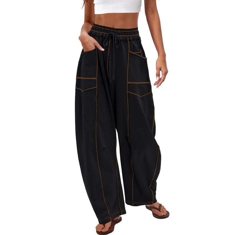 Pantalón Wide-Leg con Costuras de Contraste
