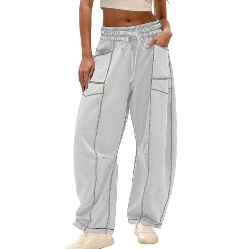 Pantalón Wide-Leg con Costuras de Contraste